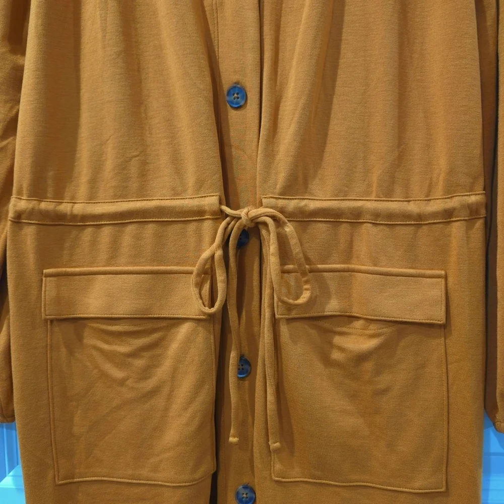 OLD NAVY Waist-Defined Ponte-Knit Utility Midi Dress, Goldie Fawn, Size Large